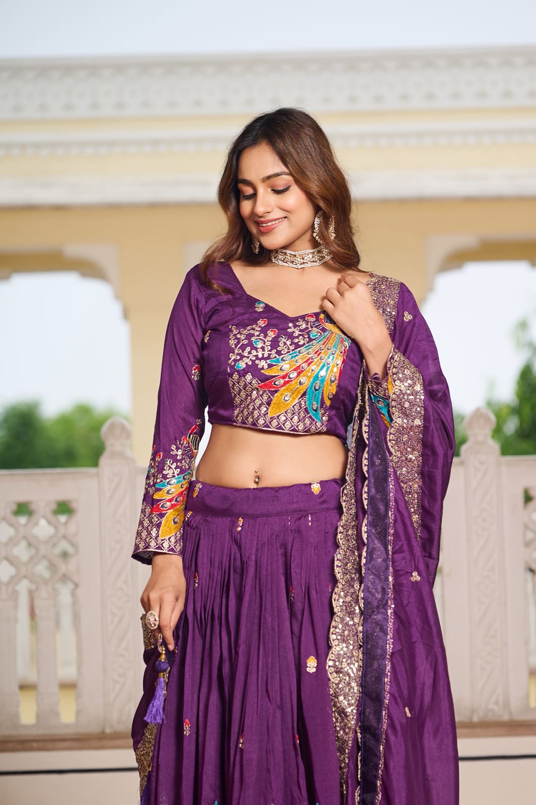 Designer Embroidered Vichitra Lehenga Choli Set Designer Embroidered Vichitra Lehenga Choli Set