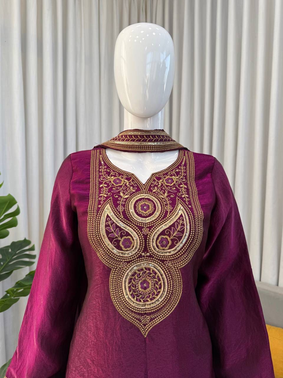 Designer Fendy Silk Embroidered Sharara Set Designer Fendy Silk Embroidered Sharara Set