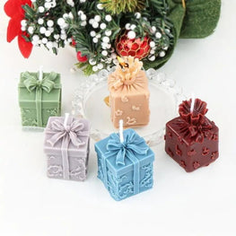 Wax Gift Shape Candle for Home Decor | Aromatic Fragrance Candles | Pillar Candles ( 5 pcs , Multicolor)