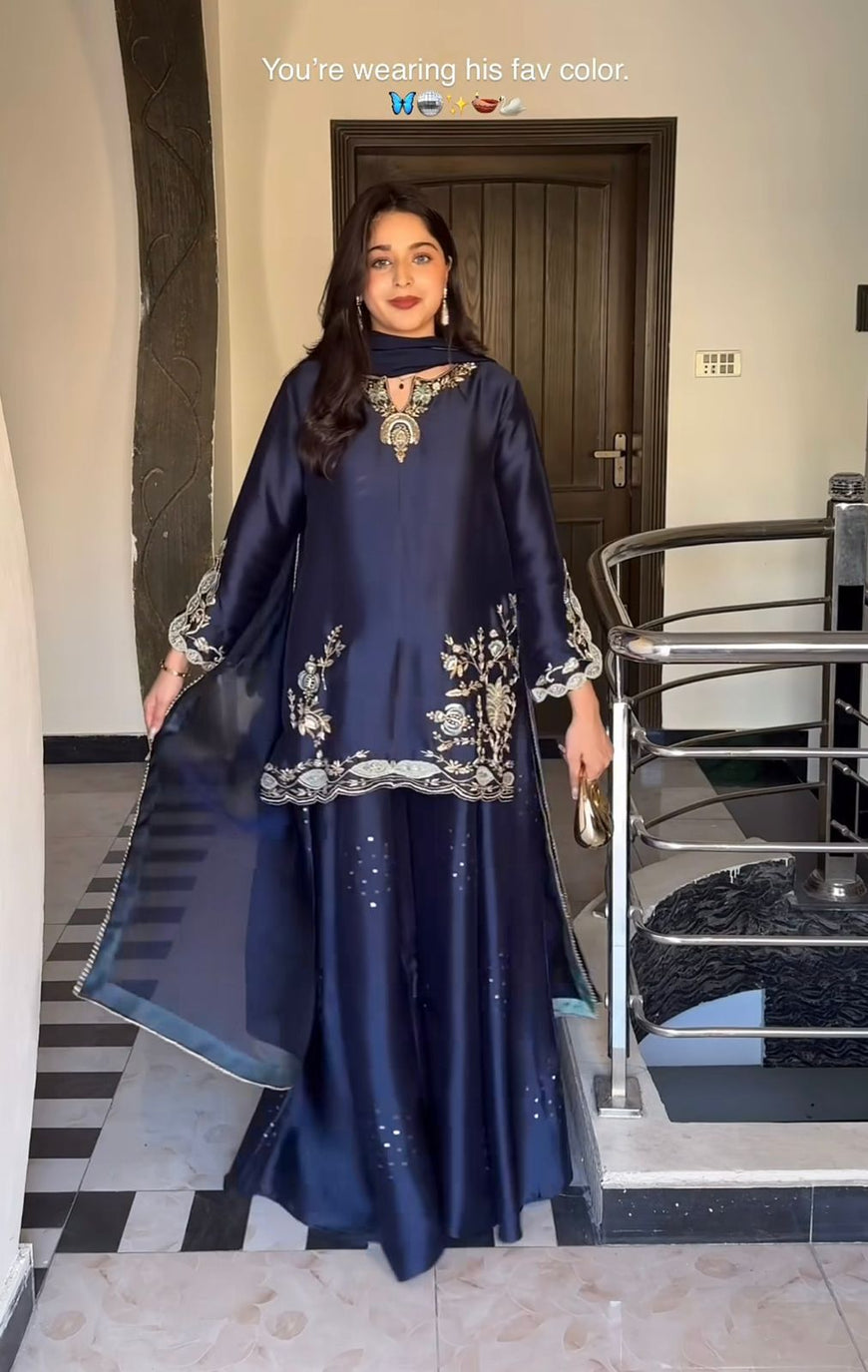 Designer Crepe Silk Sharara Suit Set (Code: 2033)