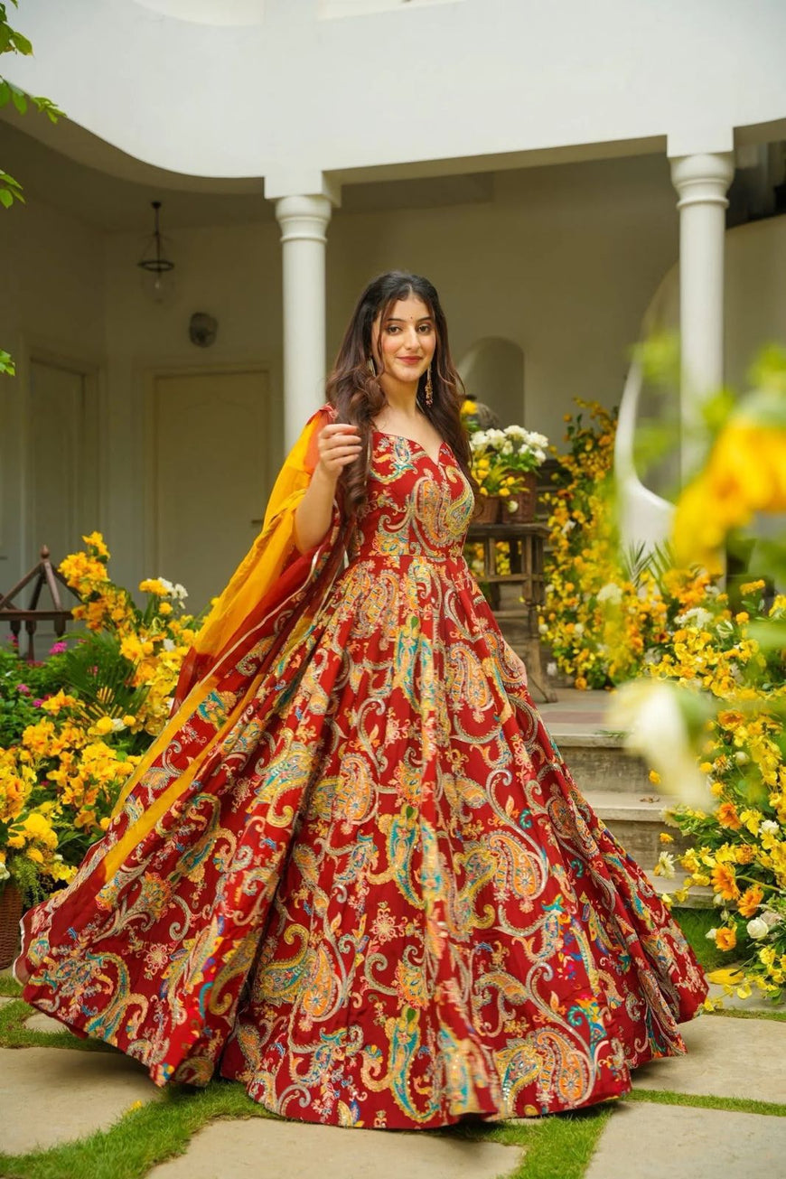 Pure Jimmy Organza Silk Digital Printed Anarkali Gown