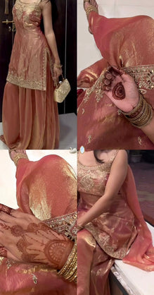 Zimmy Choo Sequence Embroidery Top Plazzo Dupatta Set