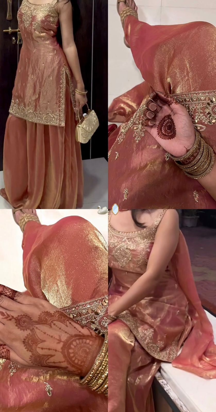 Zimmy Choo Sequence Embroidery Top Plazzo Dupatta Set