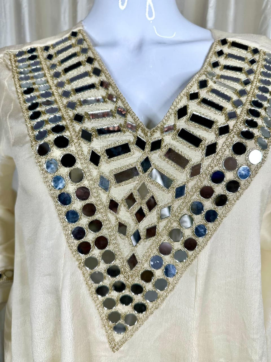 Designer Chinon Silk Peplum Dress with Gharara & Dupatta