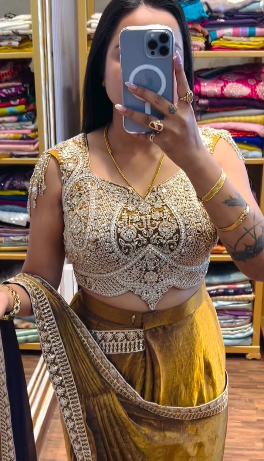 Ready to Wear Embroidery Sequence Work Saree with Blouse