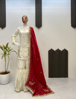 Designer Fendy Sharara Suit Set with Real Mirror Work