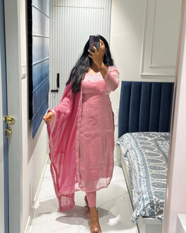 Designer Barbari Silk Suit & Pant Set with Dupatta