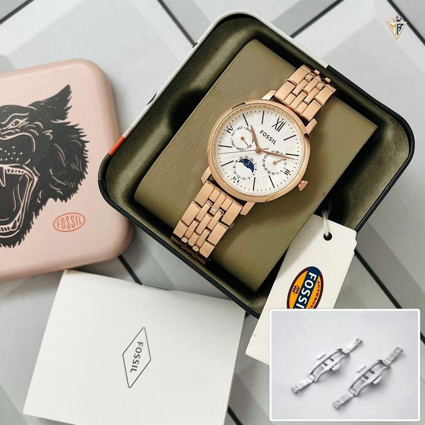 Chronograph Sun & Moon Rose Gold Watch for Women