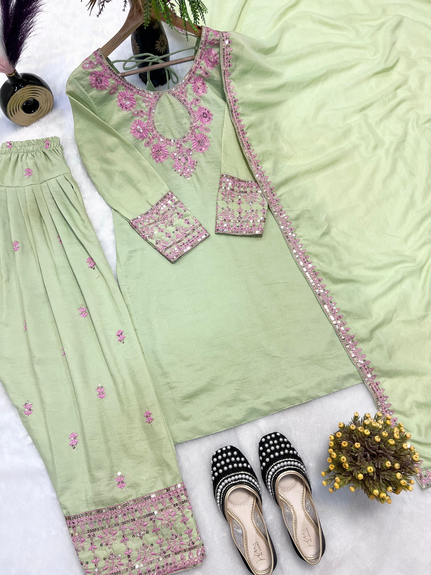 Designer Party Wear Top with Farshi Salwar Set