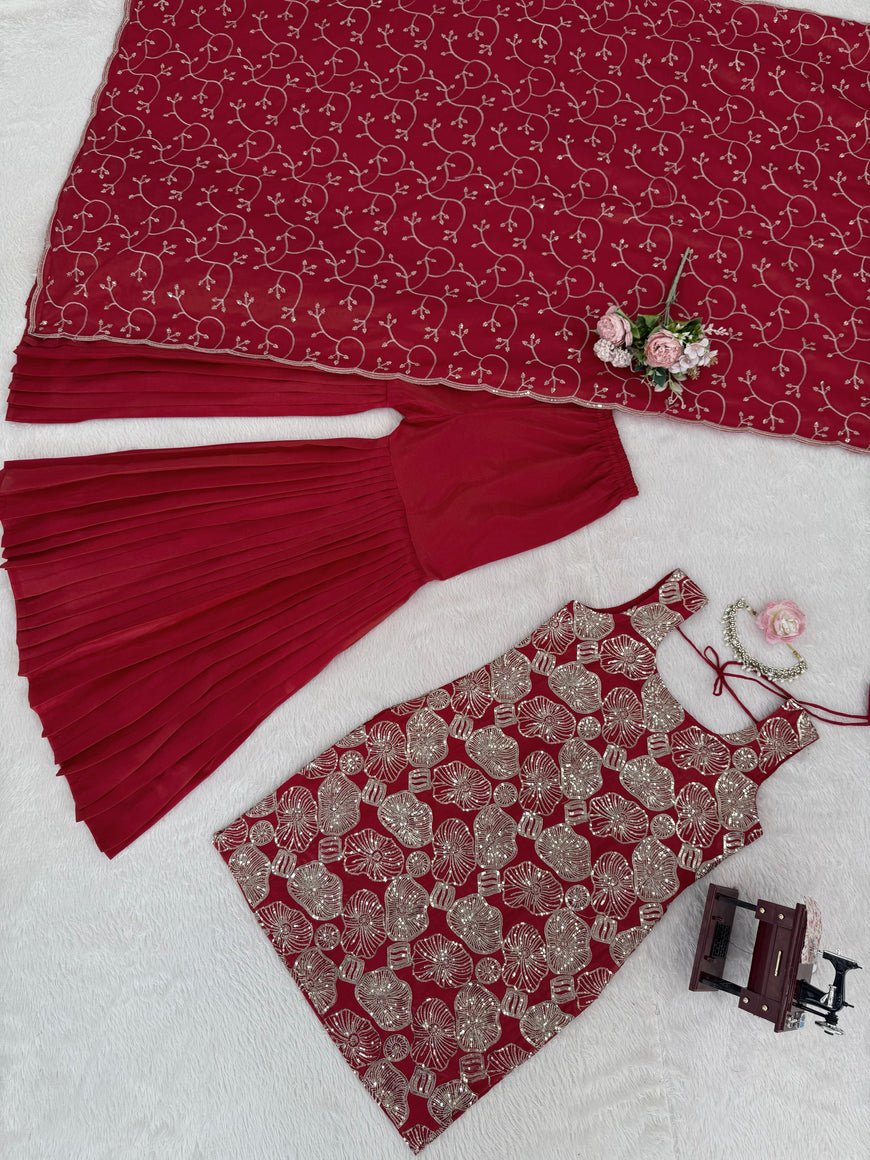 Premium 3-Piece Simmer Silk Set with Thread & Sequence Work