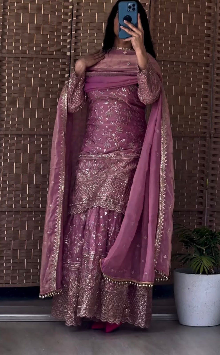 Designer Party Wear Top Sharara Palazzo Set with Dupatta