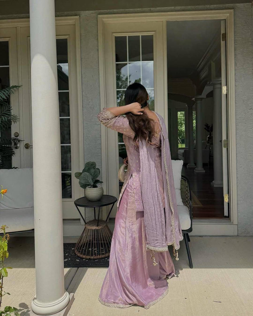 Designer Embroidered Kurti Plazzo Set with Dupatta