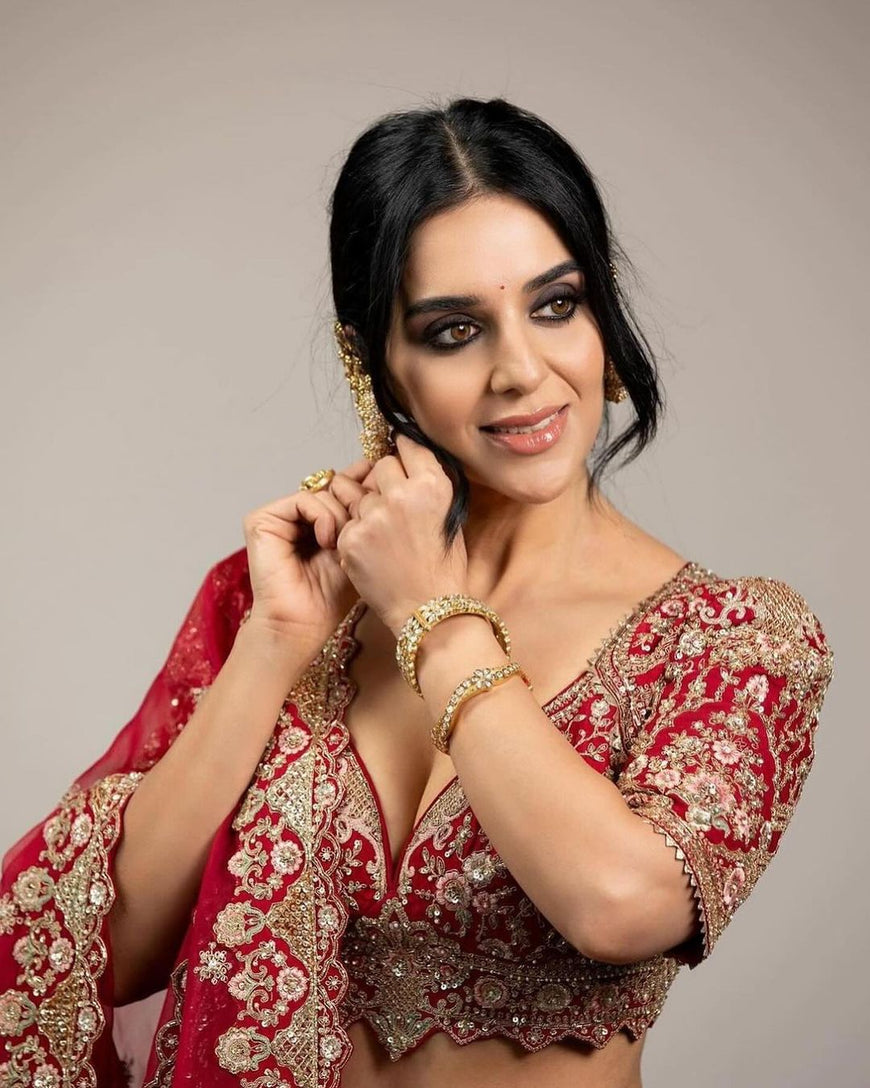 Designer Malai Satin Embroidered Lehenga Set