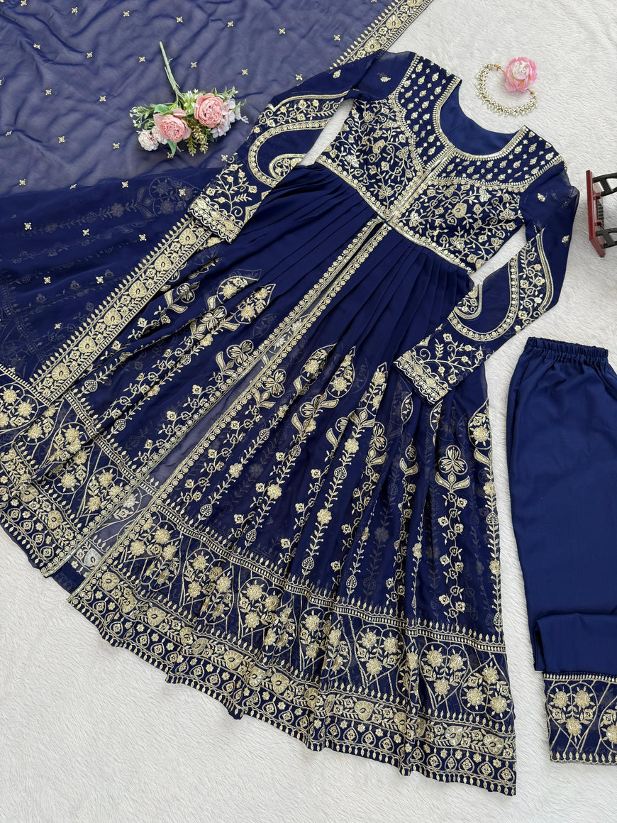 Designer Faux Georgette Anarkali Set with Dupatta