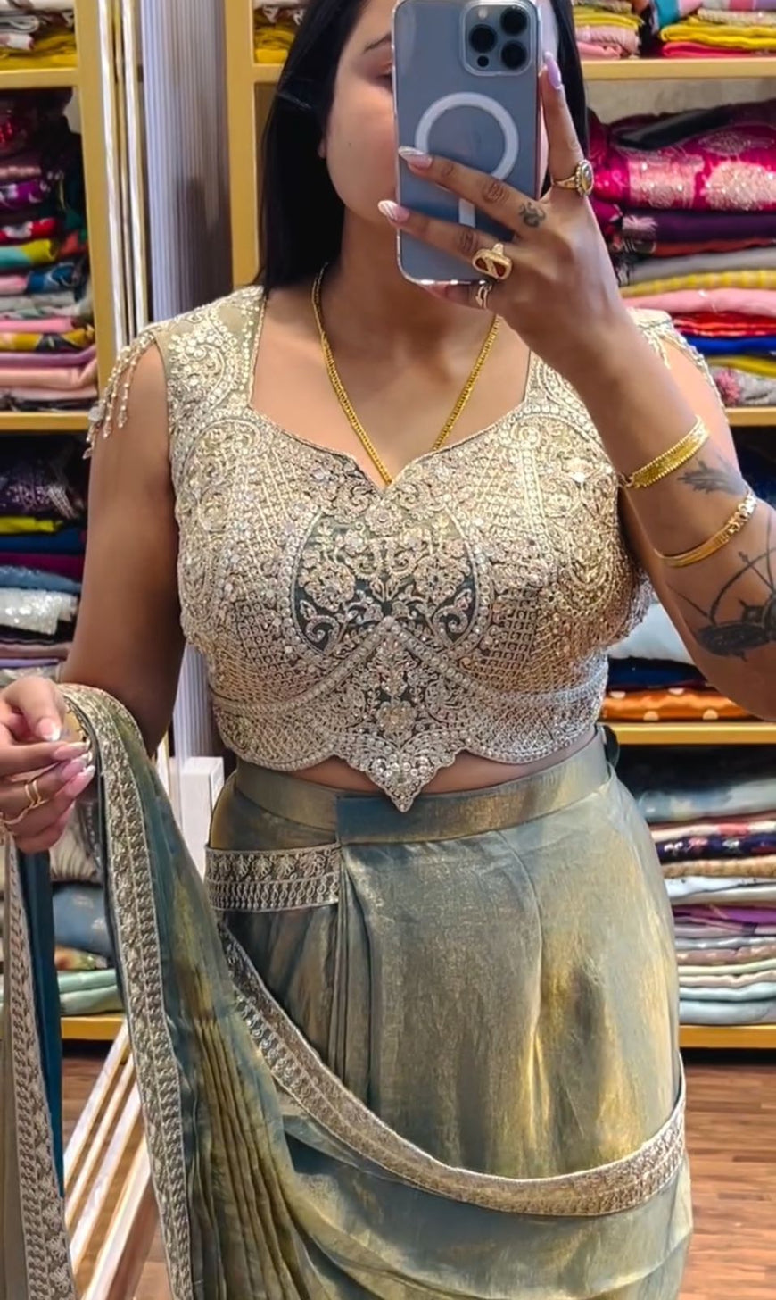 Ready to Wear Embroidery Sequence Work Saree with Blouse