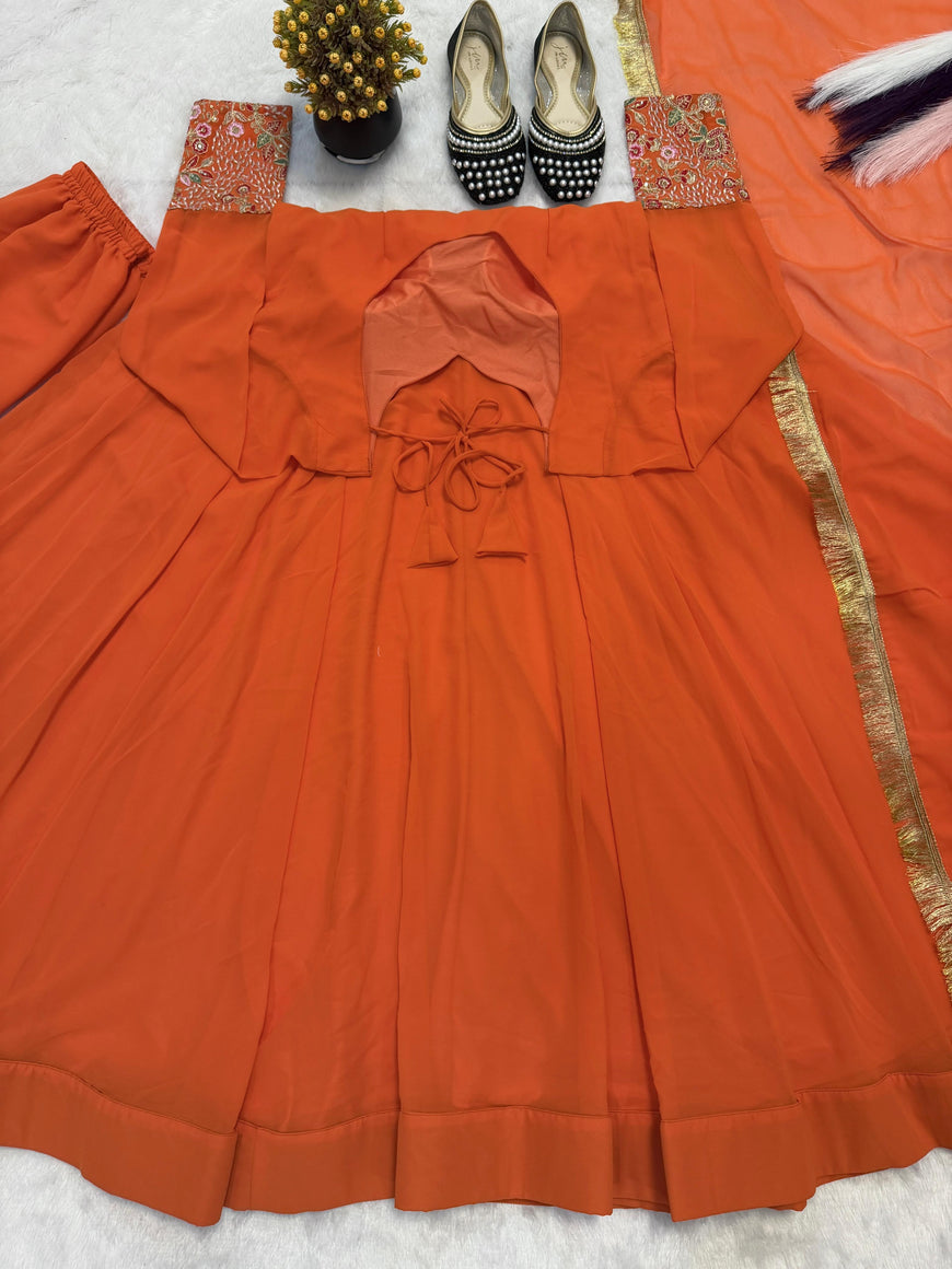 Designer Faux Georgette Maxi Anarkali Suit