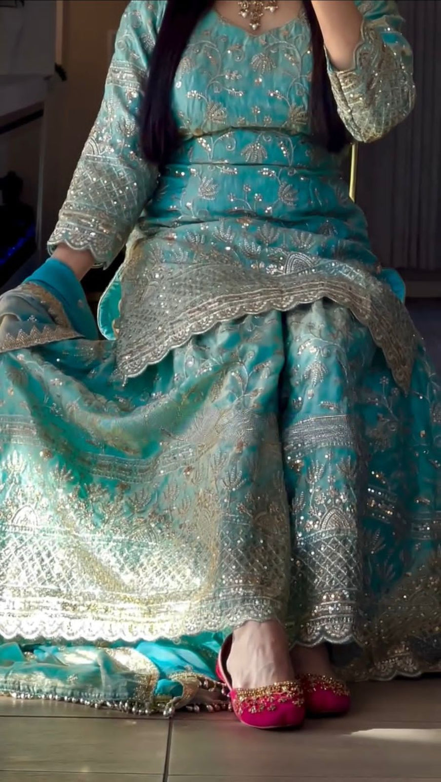 Designer Party Wear Top Sharara Palazzo Set with Dupatta