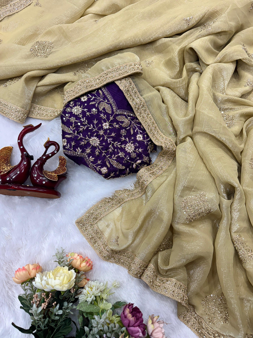 Celebrity Style Soft Crunchy Silk Designer Saree (Code: 5552)