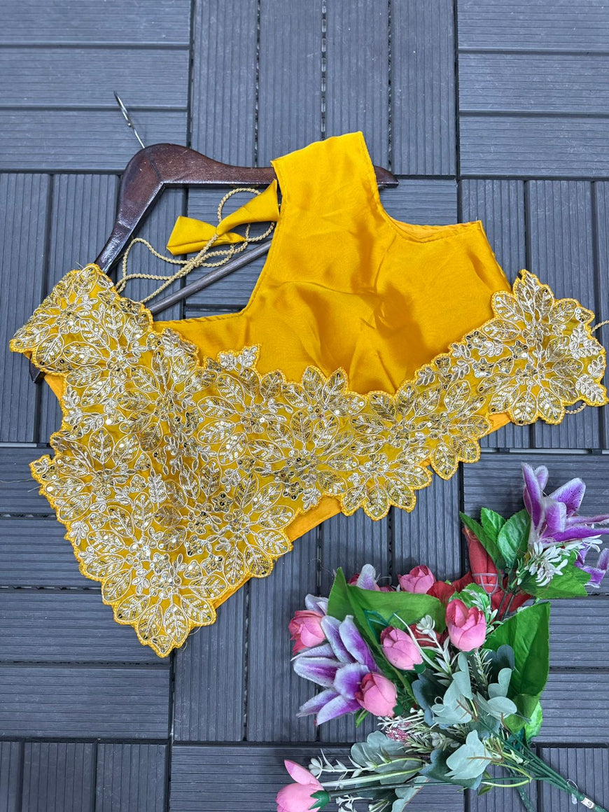 Ready to Wear Embroidered Rangoli Saree with Stitched Blouse