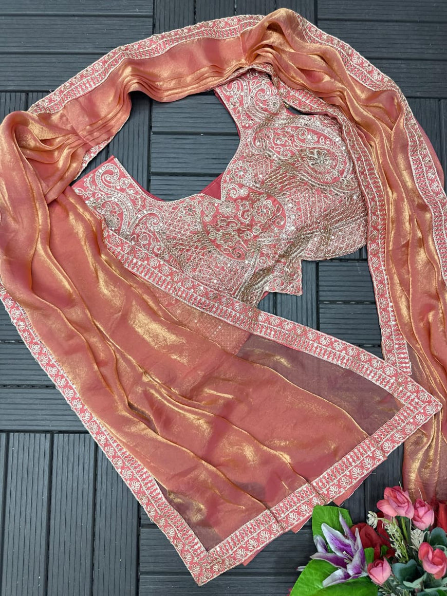 Ready to Wear Embroidery Sequence Work Saree with Blouse