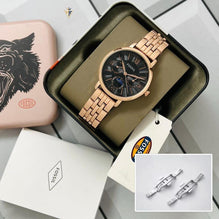 Chronograph Sun & Moon Rose Gold Watch for Women