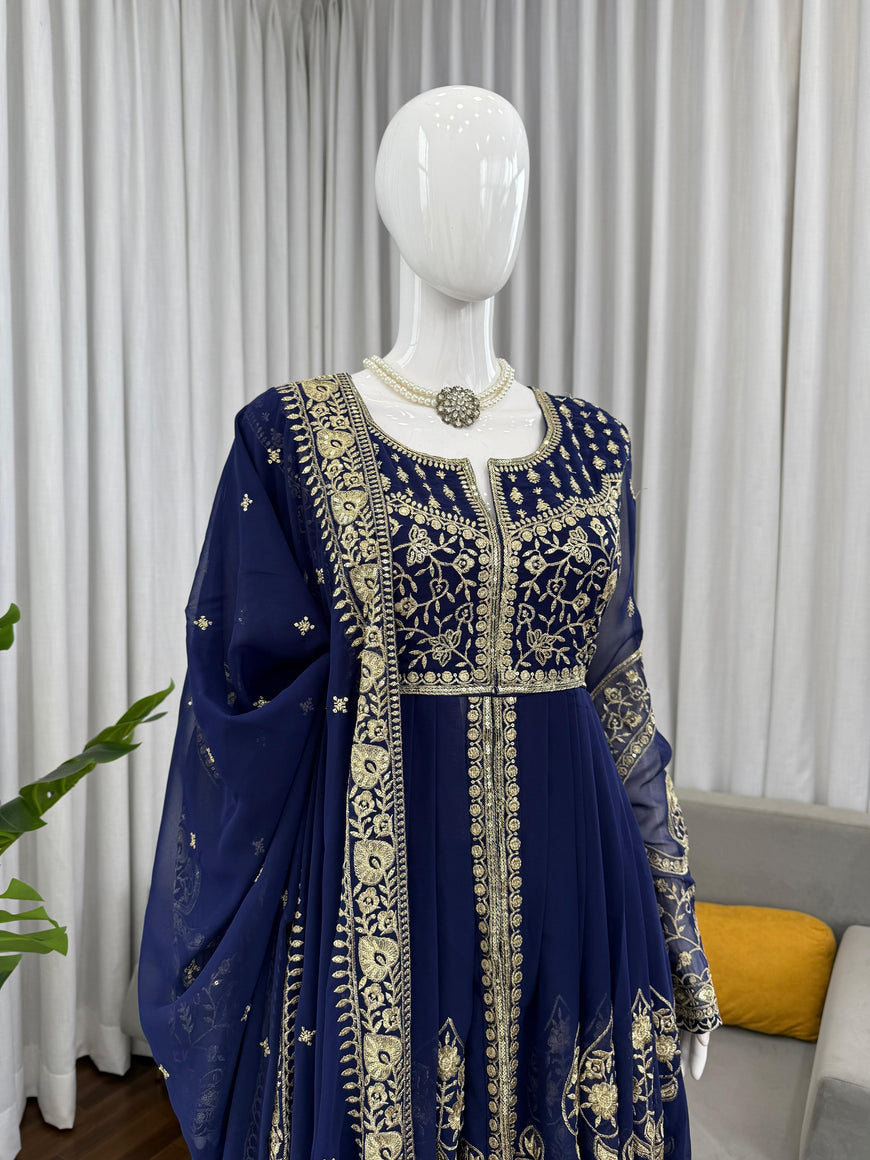 Designer Faux Georgette Anarkali Set with Dupatta