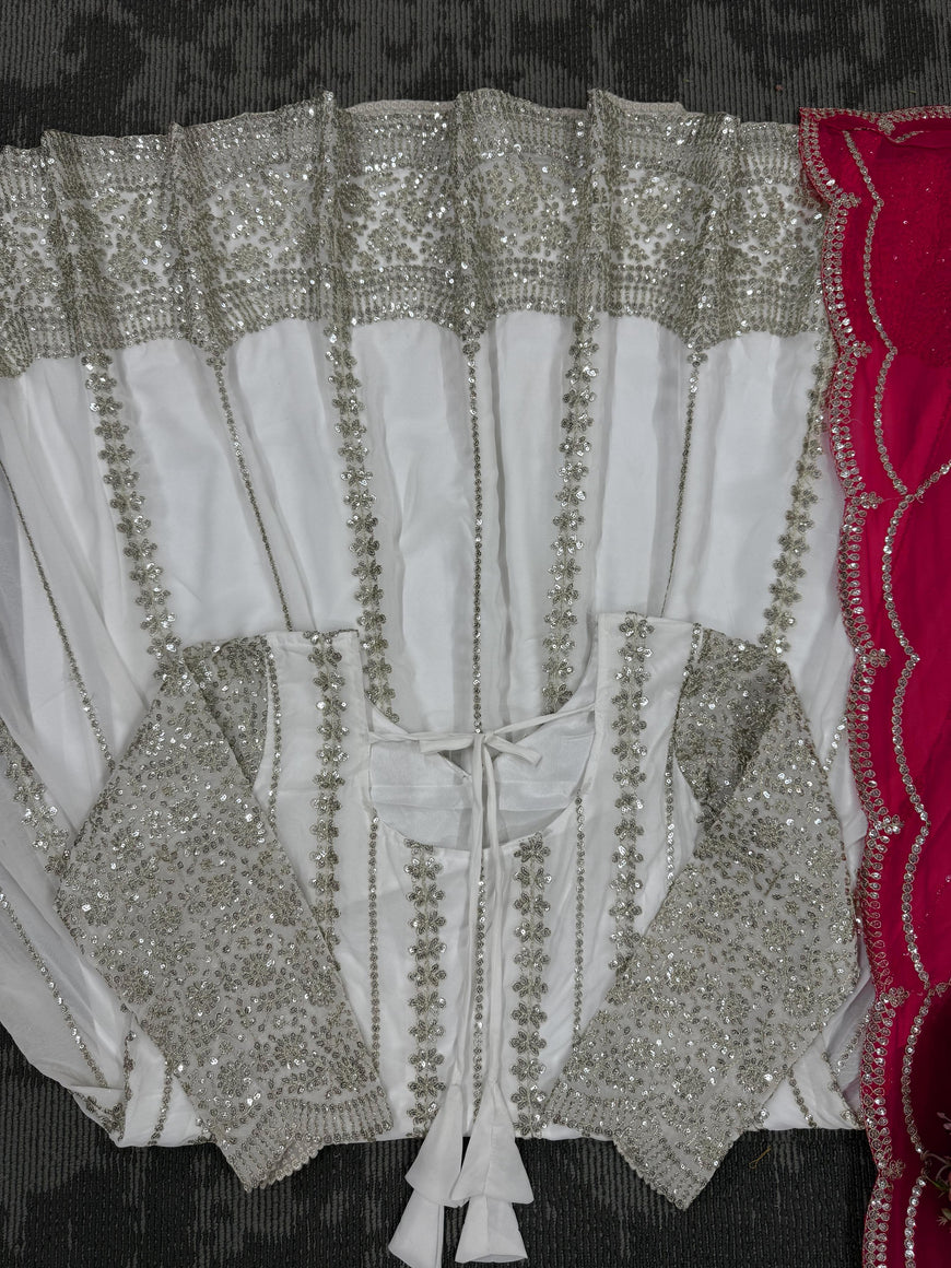 Designer Faux Georgette Anarkali Plazzo Set with Dupatta