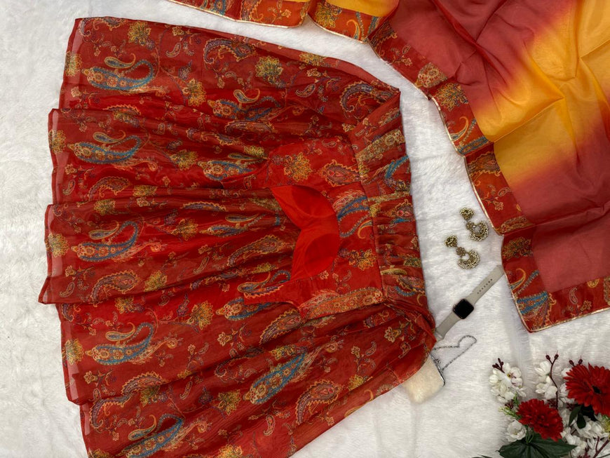 Pure Jimmy Organza Silk Digital Printed Anarkali Gown