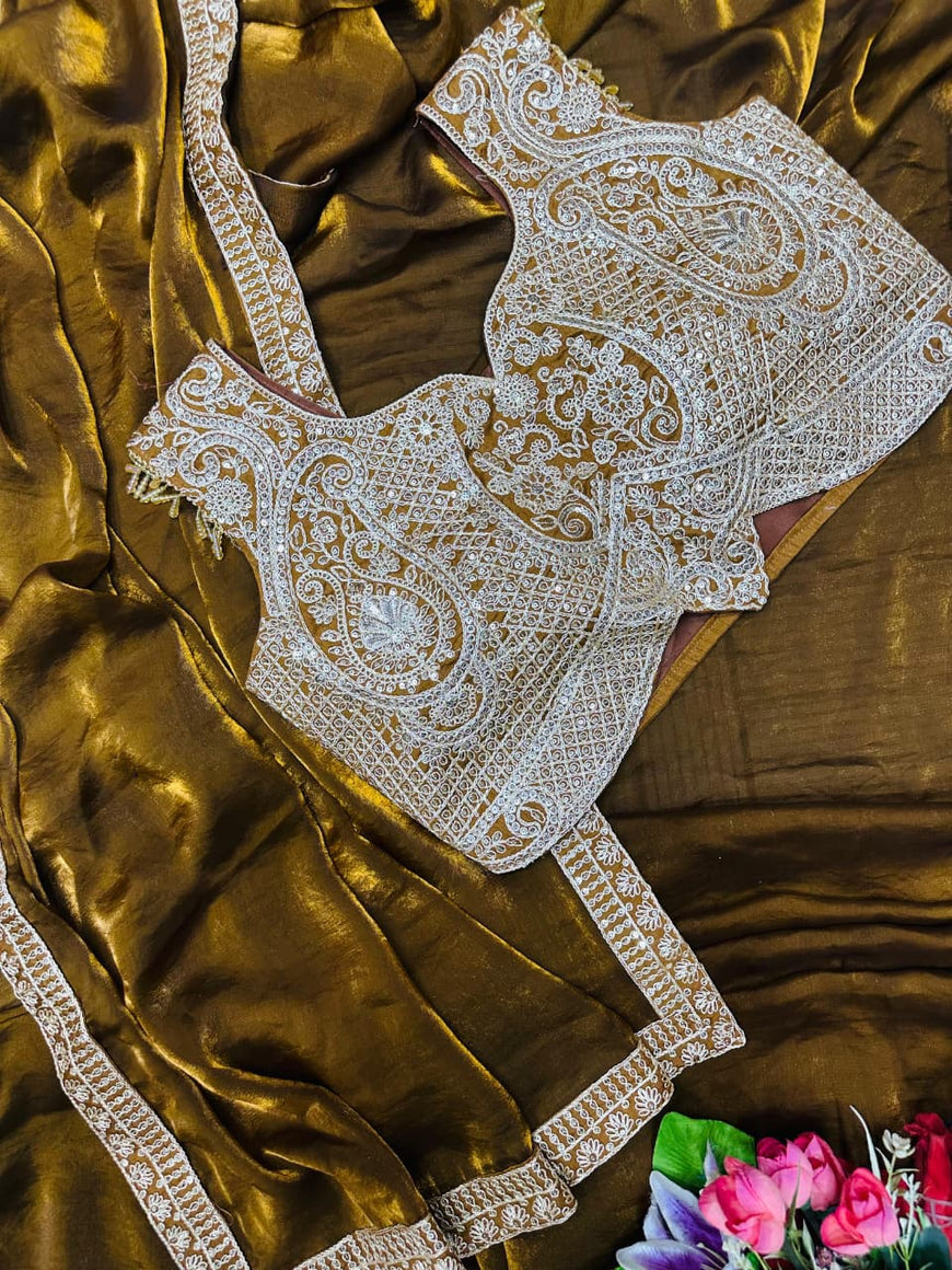 Ready to Wear Embroidery Sequence Work Saree with Blouse