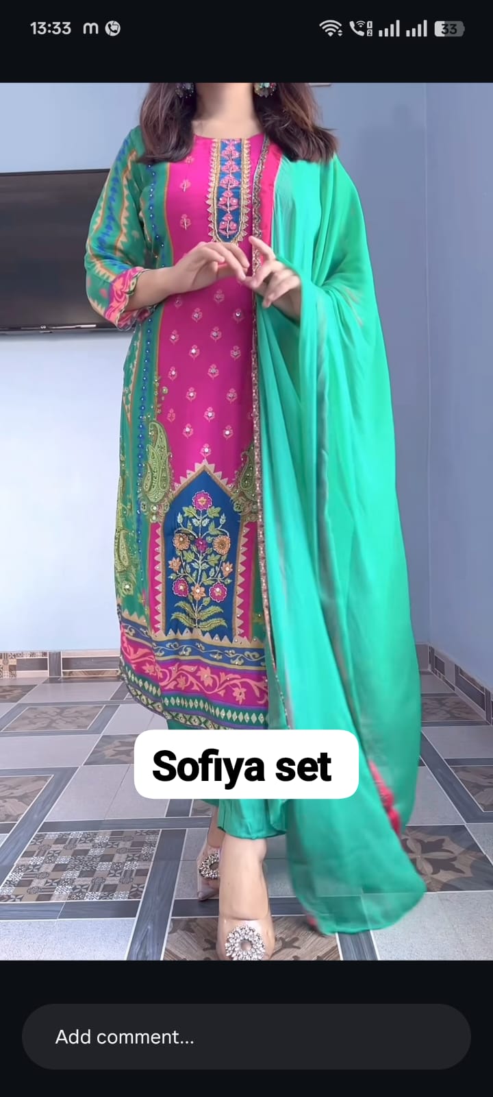 Sofiya Pure Chanderi Silk Suit Set with Dupatta & Pearl Mala