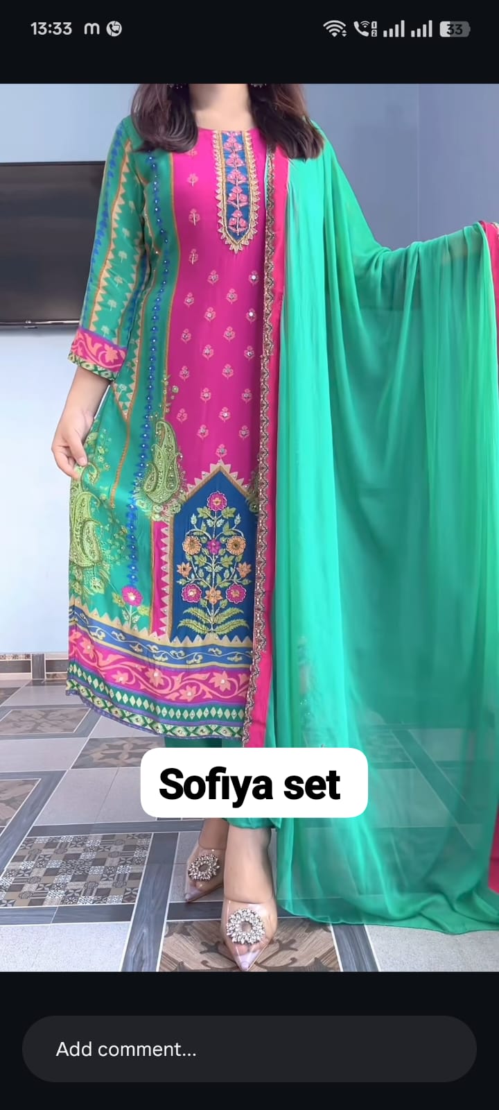 Sofiya Pure Chanderi Silk Suit Set with Dupatta & Pearl Mala