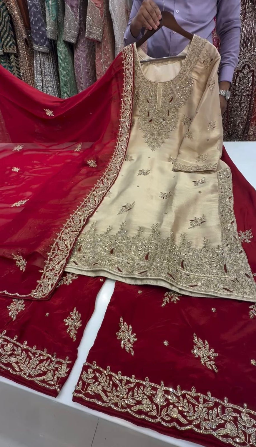 Designer Party Wear Top Plazzo Set with Embroidered Dupatta