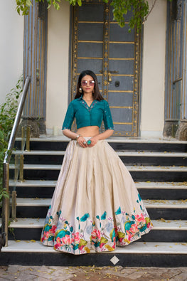 Tasar Silk Floral Co-ord Lehenga Set