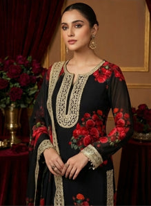 Fancy Digital Print Top-Plazzo Set with Dupatta – Ready-to-Wear