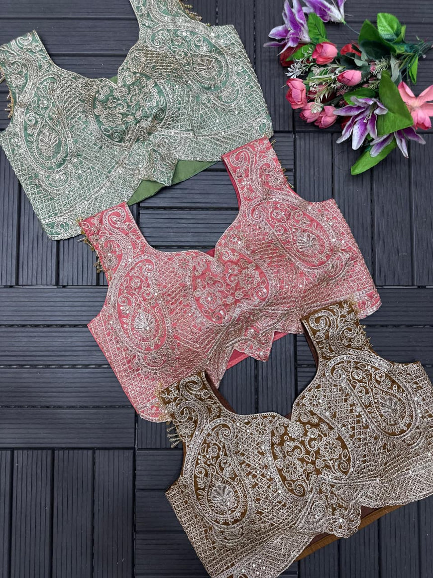 Ready to Wear Embroidery Sequence Work Saree with Blouse