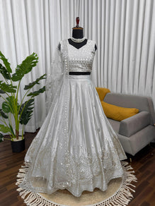 Designer Japan Satin Embroidered Lehenga Choli Set