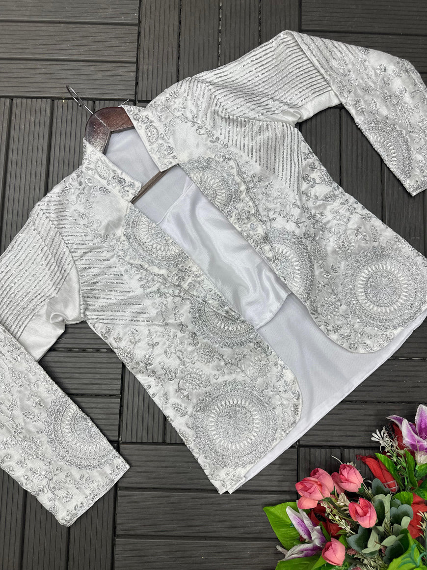 Ready to Wear Embroidery Sequence Saree with Full Koti Jacket