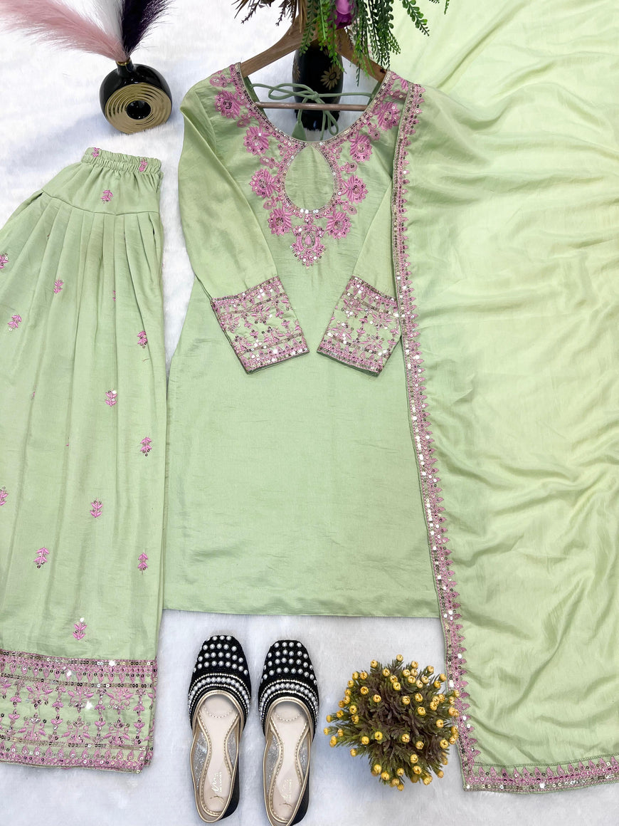 Designer Party Wear Top with Farshi Salwar Set