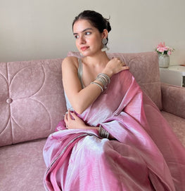 Bollywood Trending Jimmy Choo Saree with Embroidered Blouse