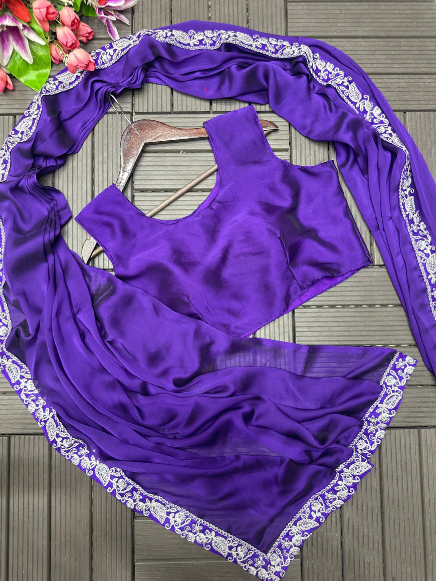 Ready to Wear Embroidery Sequence Saree with Full Koti Jacket