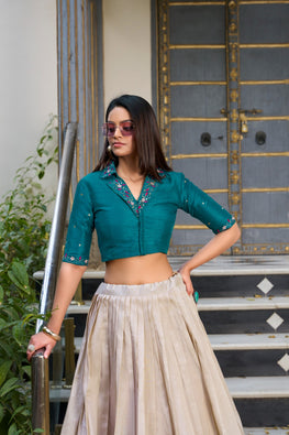 Tasar Silk Floral Co-ord Lehenga Set