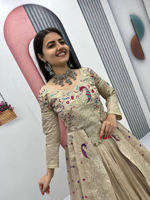 Pure Vichitra Embroidered Lehenga Set with Cups