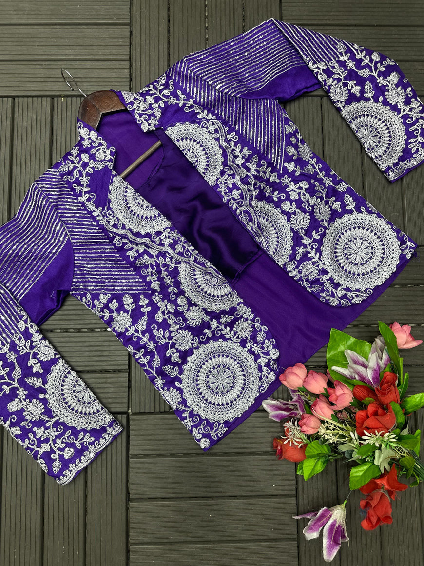 Ready to Wear Embroidery Sequence Saree with Full Koti Jacket