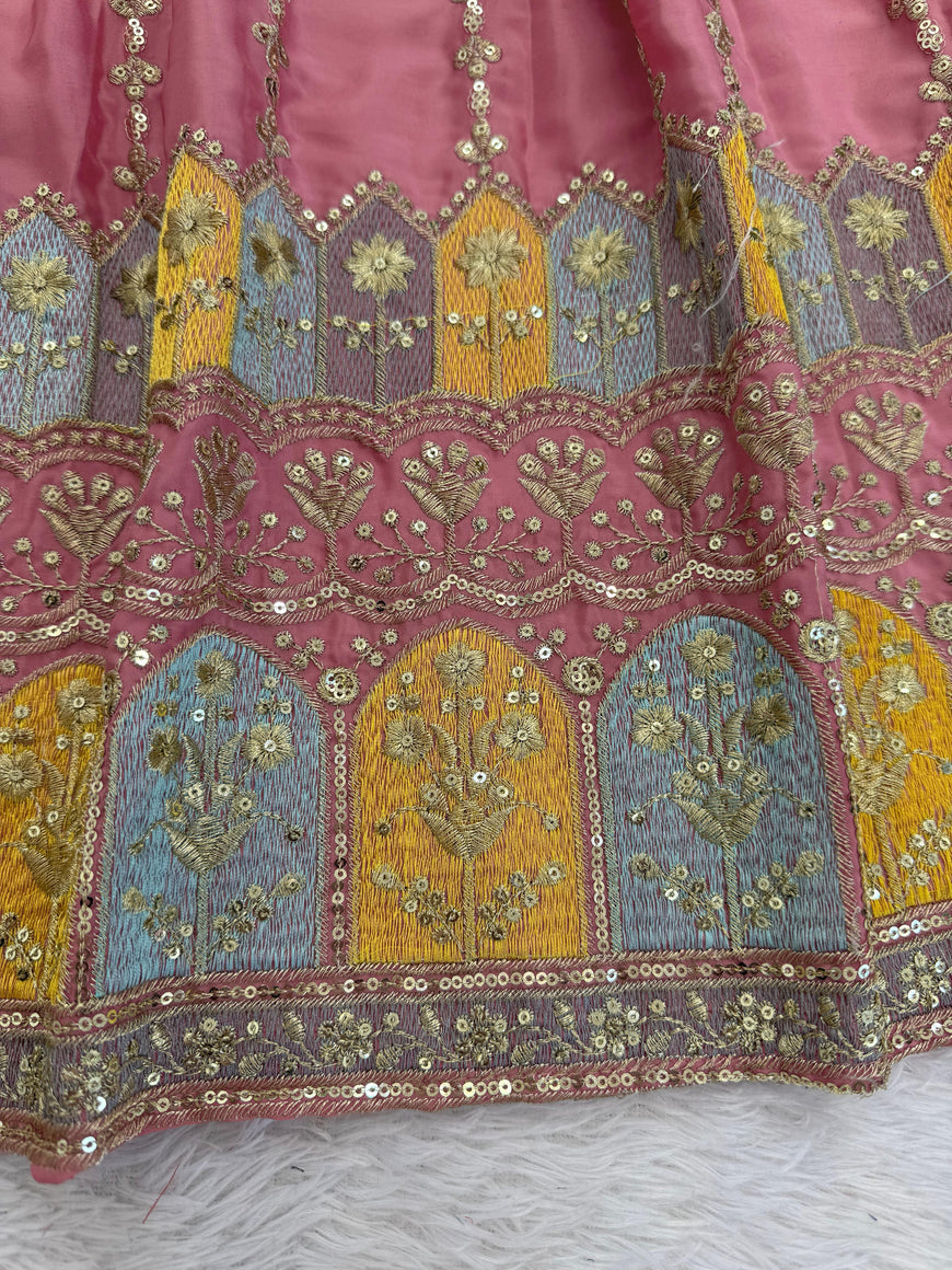 Chinon Silk Anarkali Gown with Organza Dupatta