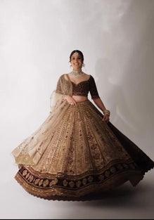 Designer Kasturi Silk Lehenga Set with Velvet Blouse