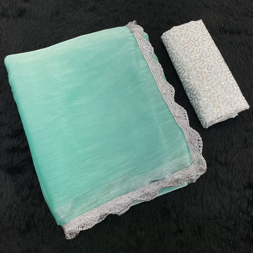 Bollywood Trending Jimmy Choo Saree with Embroidered Blouse