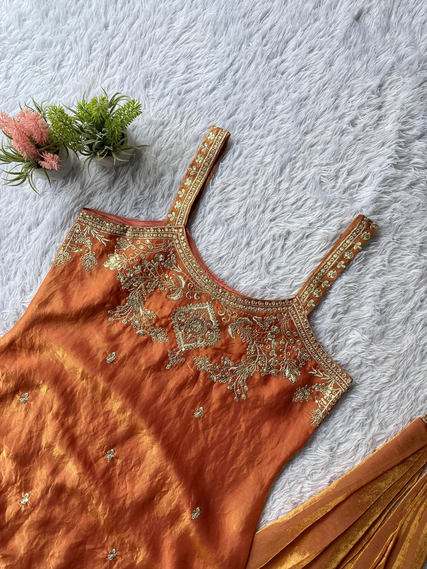 Zimmy Choo Sequence Embroidery Top Plazzo Dupatta Set