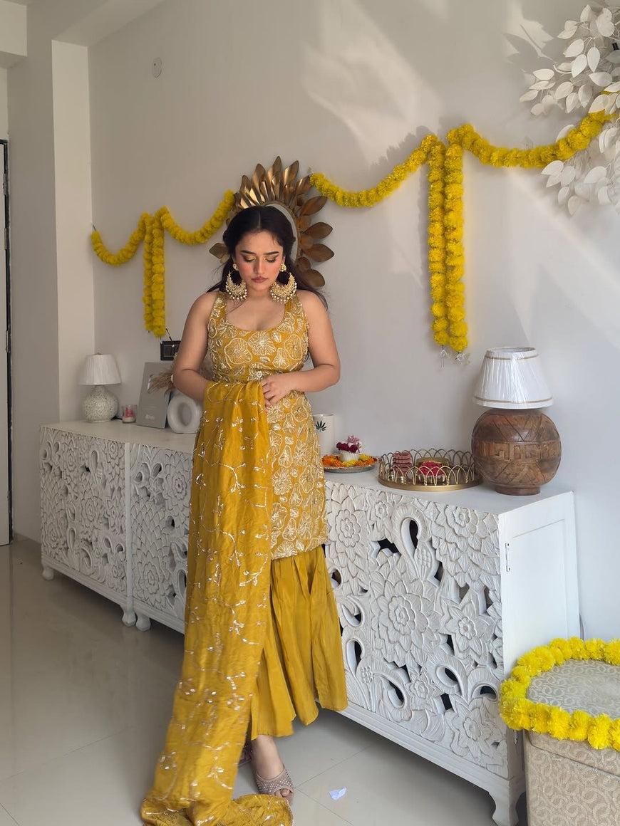 Premium 3-Piece Simmer Silk Set with Thread & Sequence Work