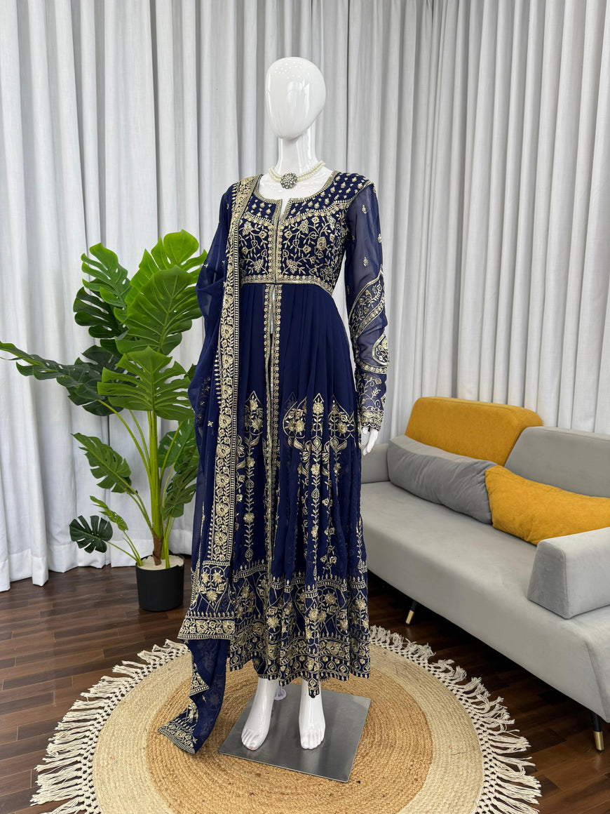 Designer Faux Georgette Anarkali Set with Dupatta