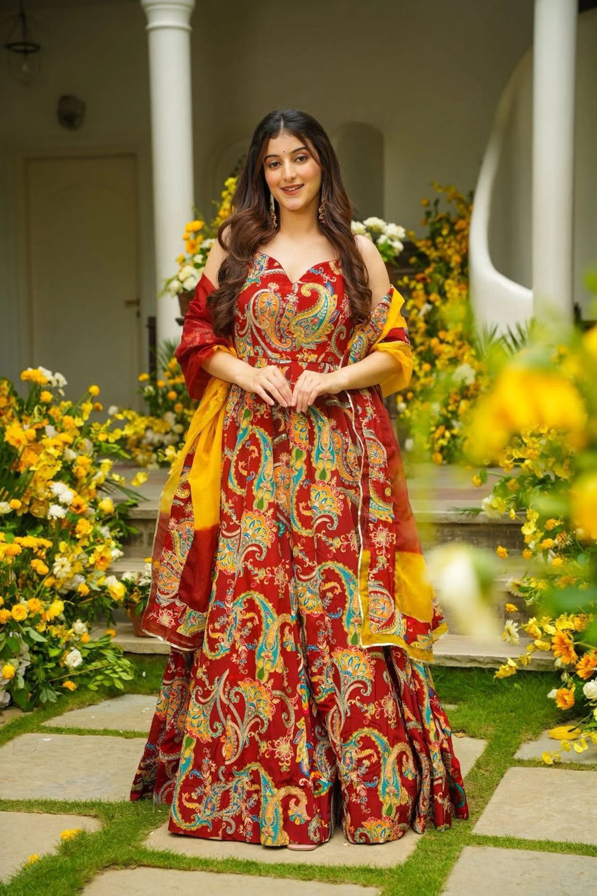 Pure Jimmy Organza Silk Digital Printed Anarkali Gown